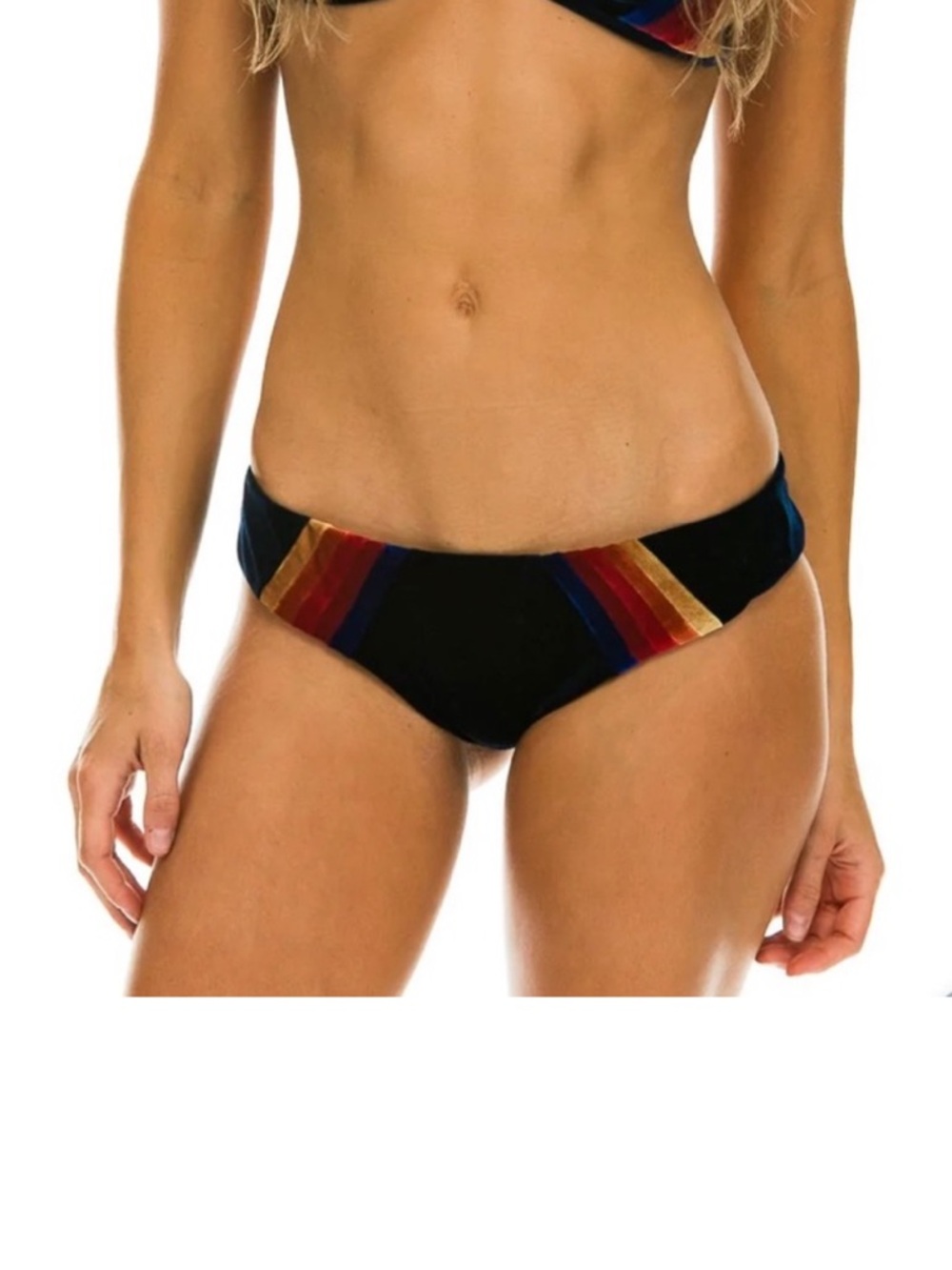 Aviator Nation Velvet Sporty bikini bottoms In Navy Blue Size Medium BOTTOM ONLY